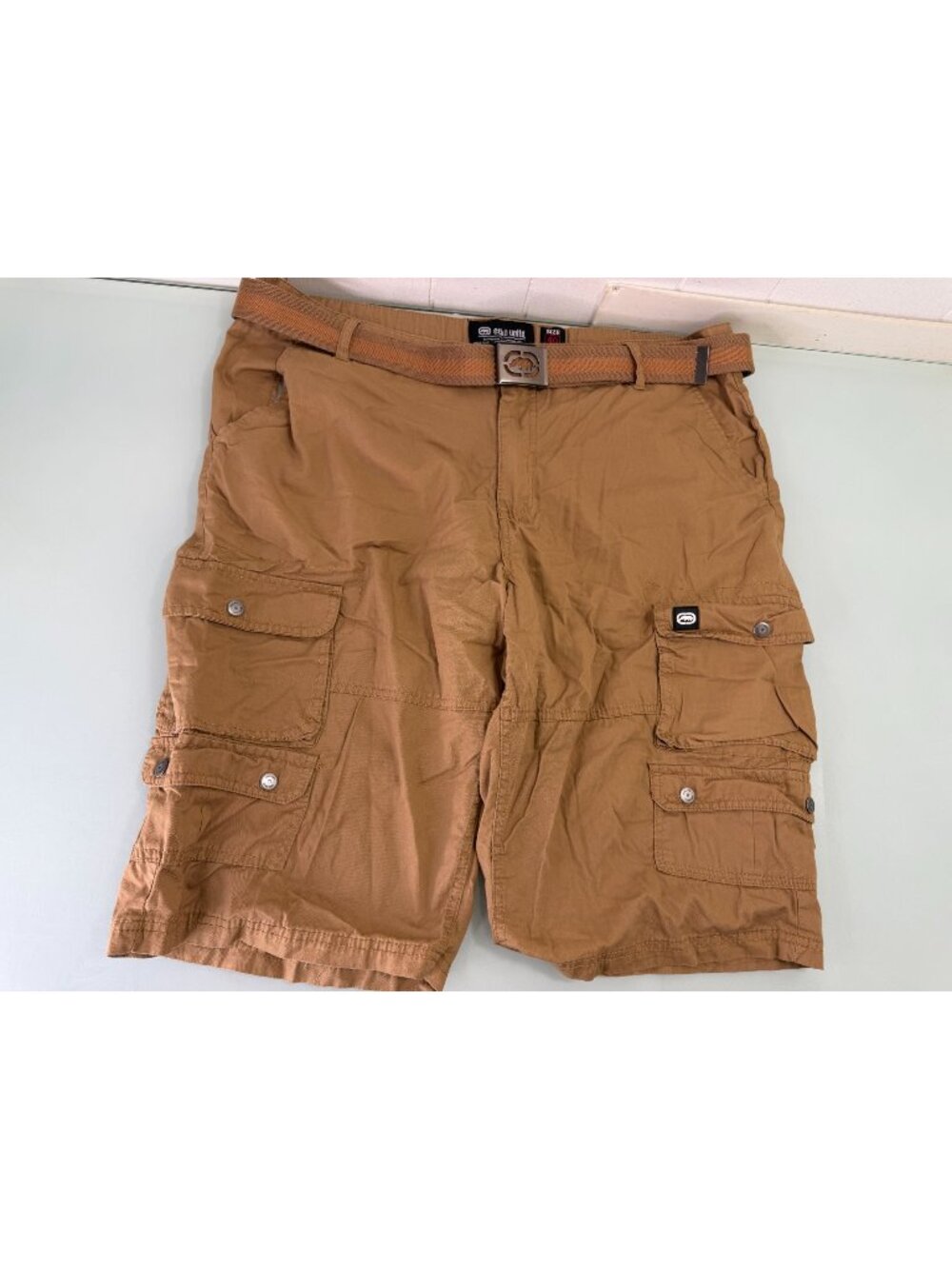 Ecko Unltd Belted Cargo Shorts Mens 40 Khaki Lightweight Baggy Skater Y2K